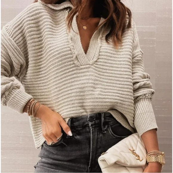 Free People Sweaters - Free People Marlie Pullover Sweater Ribbed Knit in Natural Cream Size Small